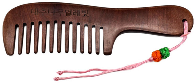 경일문화가게 전통 원목 얼레빗 나무빗 두피마사지, 자루빗 성근, 1개, 대추나무