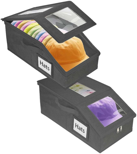 루베이 모자 먼지차단 보관함 접이식 구조 대용량 정리 스카프/장난감/수건, 1개, 블랙