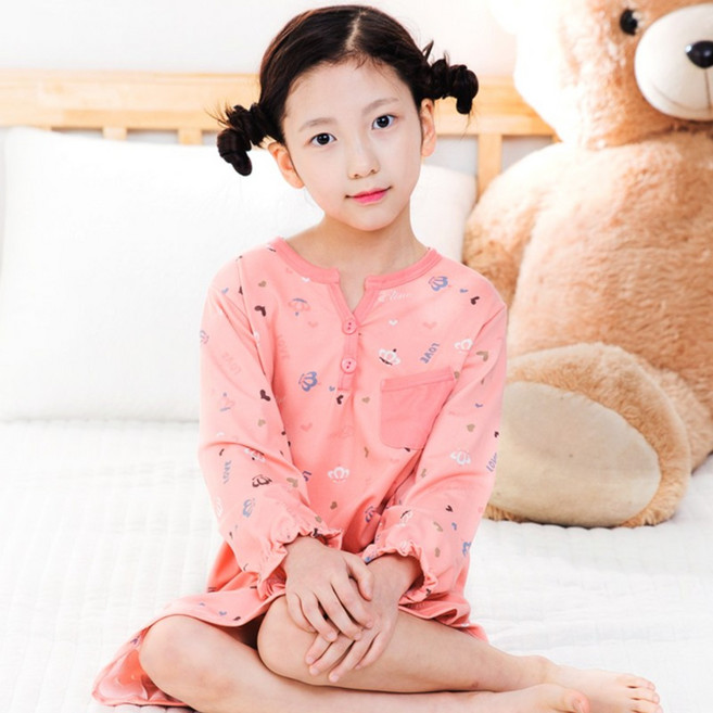 이라인 아동 주니어 오마이러브 긴팔 원피스 잠옷 실내복