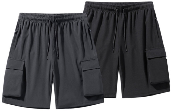 낼리버 1+1 남성용 카고 쿨 반바지 냉감 팬츠 블랙+그레이