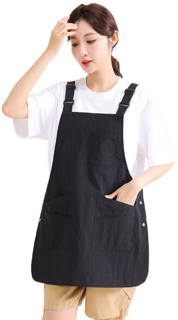 나나리빙 실용적인 양면 주방 방수 앞치마, 1개, 차콜 블랙