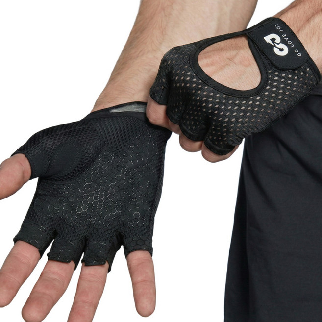 에클라 최대접지 파워리프팅 남녀공용 헬스 장갑, 블랙, 1세트