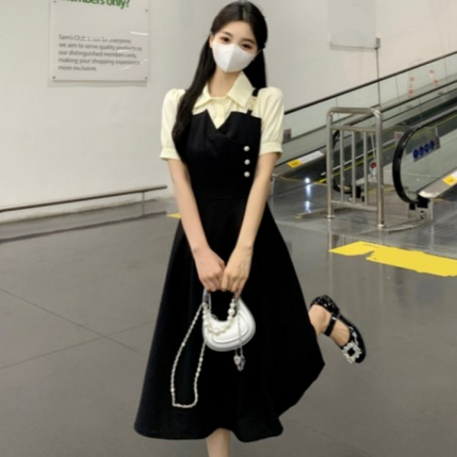 8위 - 네디아 상하의 일체형 카라 반팔 슬림 원피스 스몰부터 빅사이즈까지