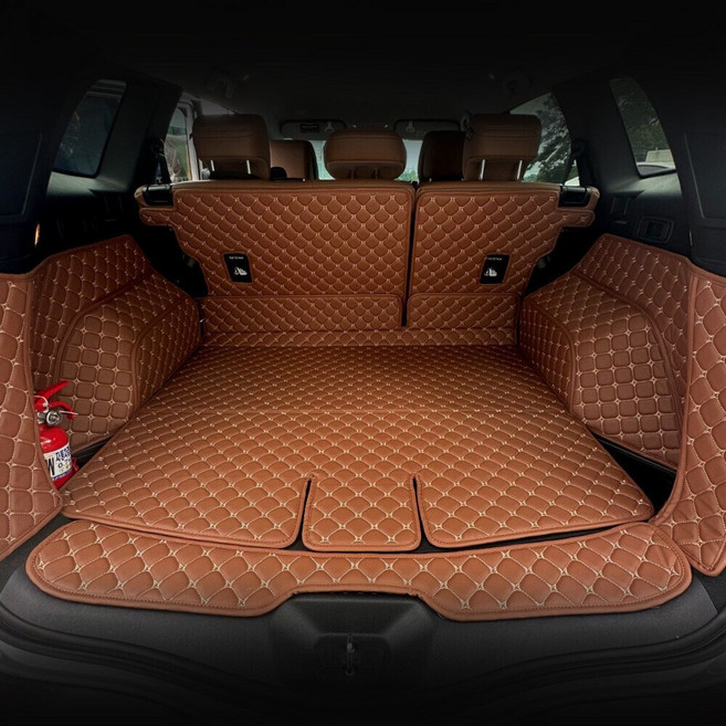 DXSOAUTO 컨셉토 3D 가죽 퀼팅 뉴 QM6 전용 풀커버 사이드 트렁크 매트 세트(LPG 불가), 브라운