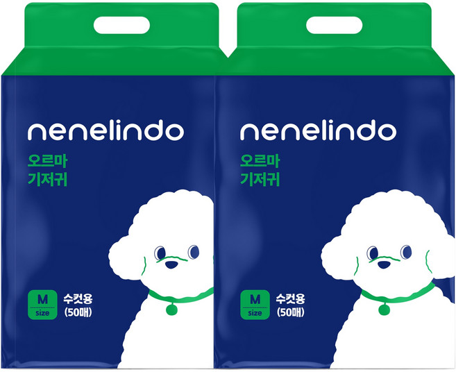 네네린도 오르마 강아지 기저귀 수컷용, 2세트, 50개입, 중형