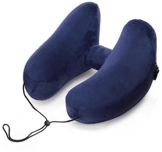 H형 에어목베개 기내용 여행용 휴대용, 네이비