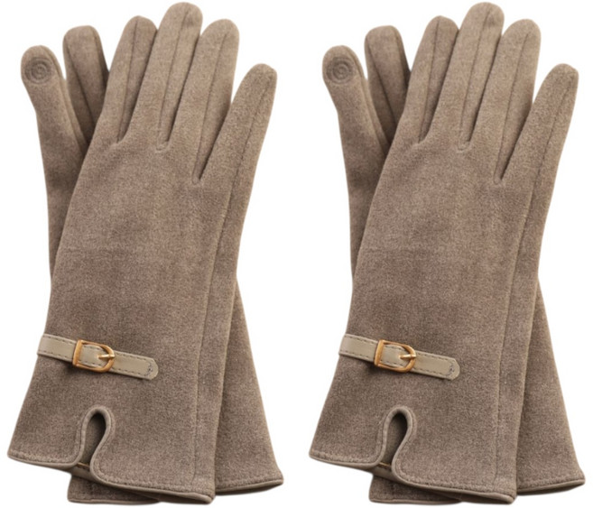 트렌빌 여성용 그레이 기모 장갑 선물용 + 종이백