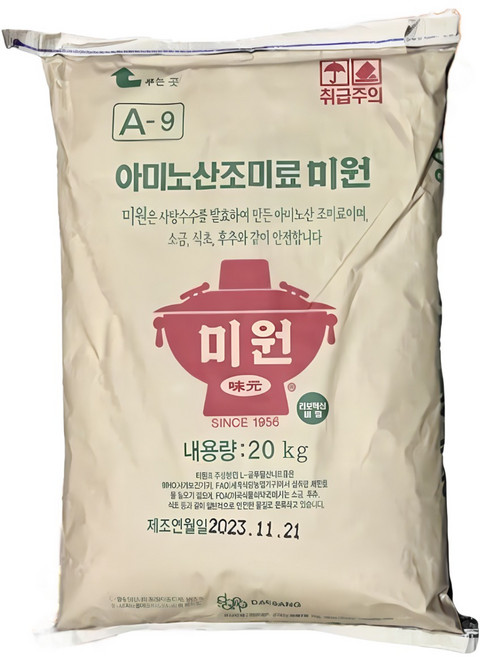아미노산 조미료 미원 20kg / 대상 A-9 대용량 업소용, 1개