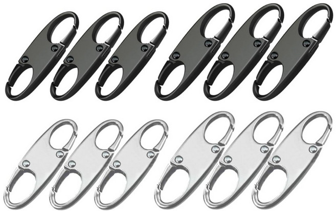 도나토르 도난방지 양방향 S자형 지퍼 잠금 고리 6p, 6개, 블랙