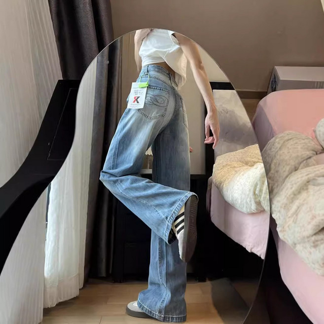 러브앤핏 여성 하이웨스트 일자 와이드 데님팬츠 (M-2XL)