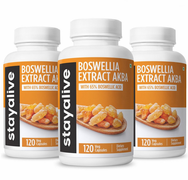 StayAlive 보스웰리아 세라타 추출 캡슐 AKBA 함유 12 000mg 65% 보스웰릭산 함유 12:1 슈퍼 추출물 비-GMO 및 글루텐 프리 보스웰리아 보충제, 3개, 120정