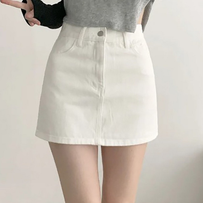 부기샵 2단 기장 여성 미니스커트 푸린 베이직 하이웨스트 탄탄 미니스커트