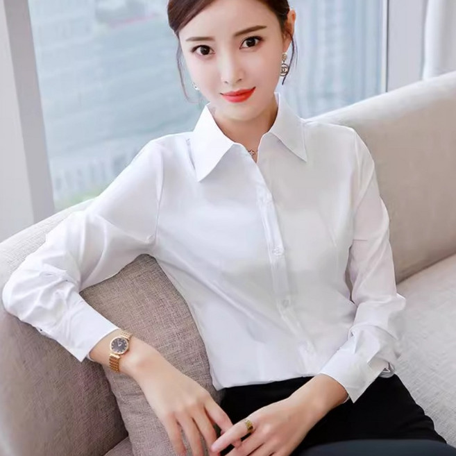 韓版短款女式襯衫休閒女裝上衣學生大碼長袖防走光白襯衫襯衣女