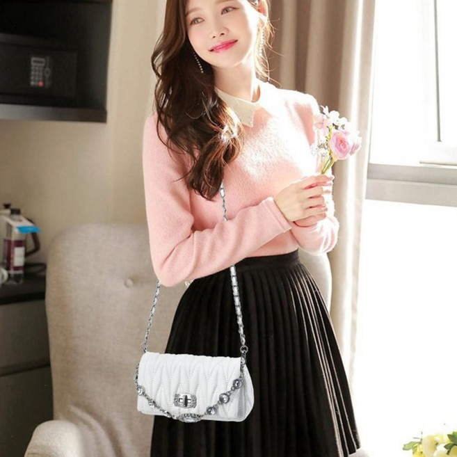 로뉴비러 퀼팅 체인 숄더백