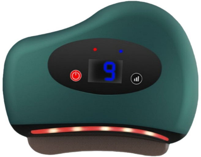 YUEMEIYD 페이스 변석 온열 저주파마사지기 바디 경락 괄사 마사지기 페이스 리프트 미용기기, 01 초록색, YK