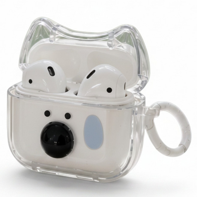 핫템 입체 캐릭터 에어팟 TPU 보호케이스, 1개, 투명 tpu, Airpods 4대