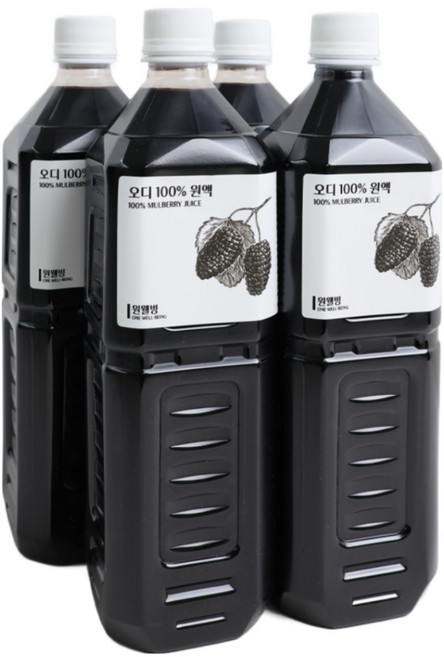 원웰빙 고창 오디 원액 100% 1L 하늘수 오디즙, 4개