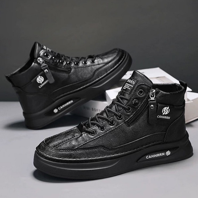 10cm 키높이 운동화 남자 중년 남성 아빠 발편한 통굽 지퍼 가죽 신발