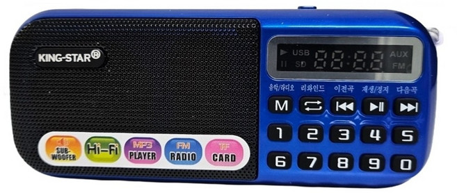 킹스타 효도라디오 B-898E 흘러간 옛노래120곡 레전드 가수7대장 충전기 포함, 블루, B-898E + 옛노래120곡