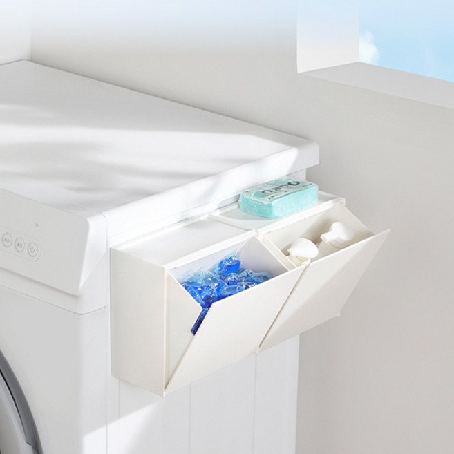 까까메조네뜨 무타공 접착식 캡슐세제정리함 캡슐커피정리함 생리대보관함, 1개, 화이트