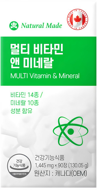 네츄럴메이드 멀티비타민 앤 미네랄, 90정, 1개