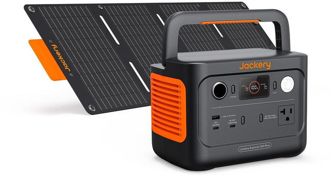 Jackery 잭커리 휴대용 파워뱅크 300 Plus + 태양광패널 SolarSaga 40W Mini 세트, 300PLUS+태양광패널40W, 1개