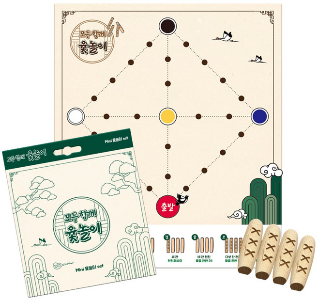 신나는 명절 추석 단체 미니 윷놀이 세트 어린이집 유치원 선물, 소, 1개