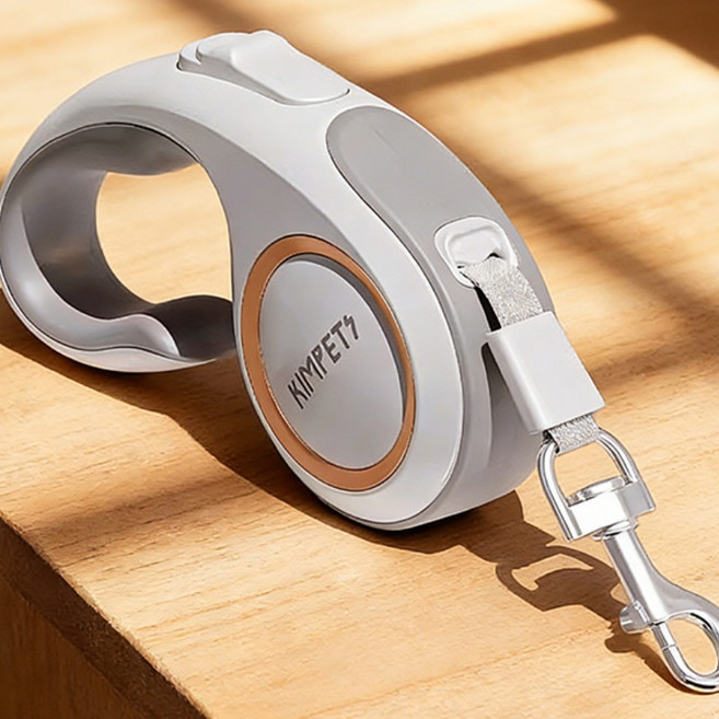 심플한 자동신축 견인줄 고양이 견인기 리드선 360도 꼬임방지 야외 강아지 산책줄은 그립감이 편안합니다, 1개, 그레이