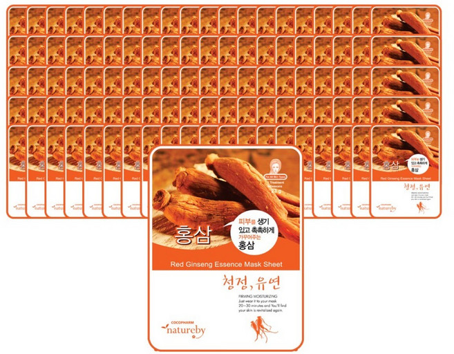네이처바이 에센스 마스크팩 홍삼 23g, 1개입, 100개