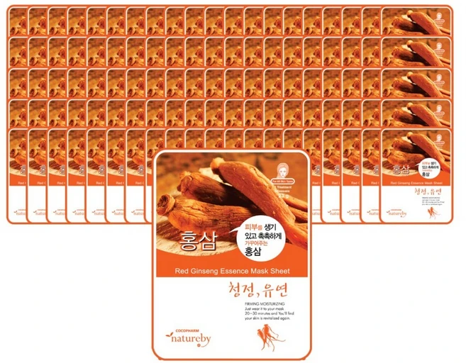 네이처바이 에센스 마스크팩 홍삼 23g, 1개입, 100개 - 쿠팡