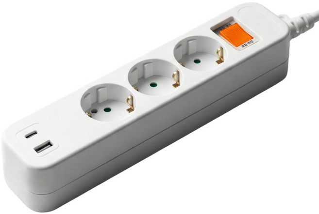 고용량 3구 멀티탭 C타입 USB 멀티콘센트, 1개, 3구 화이트, 3m