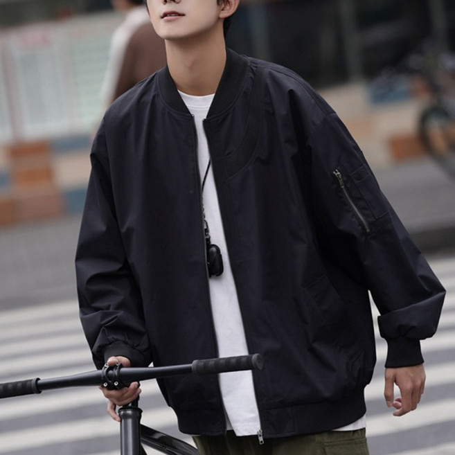 ANYOU 오버핏 라이더 점퍼 남성용 코트 봄가을 캐주얼 재킷 빅사이즈 방풍 패션 롱코트