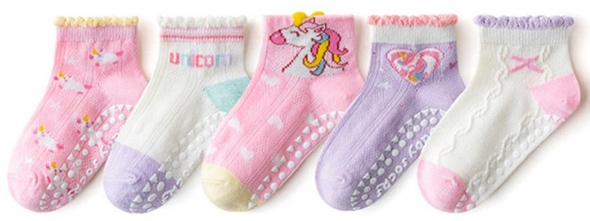 투해피 키즈 미끄럼방지 메쉬양말 5컬레- S02 유니하트