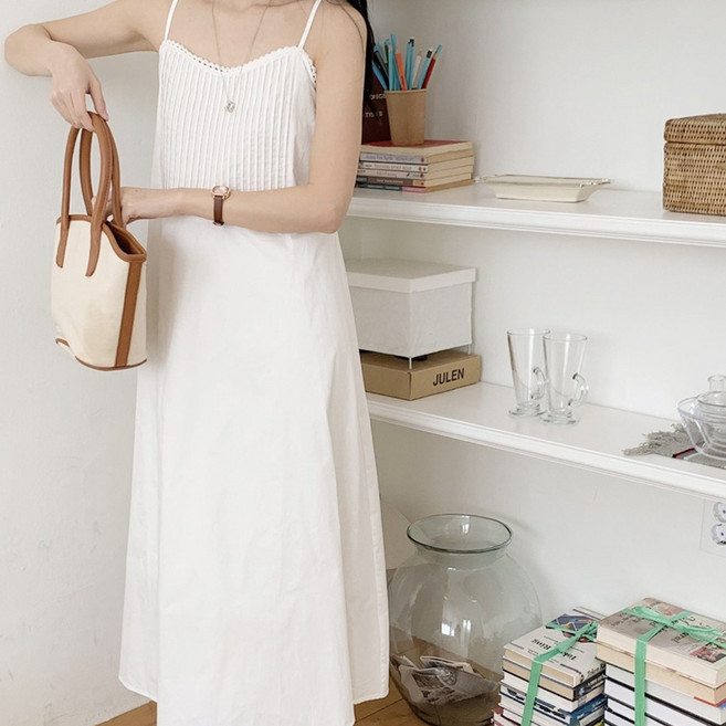 [빅사이즈]러블리 여성 링클 나시 롱 원피스 나시 빅사이즈 민소매 뷔스티에 하객룩 끈나시