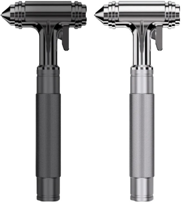 머스쿠하우스 비상탈출 차량용 해머 안전벨트 커터 2개, 블랙실버