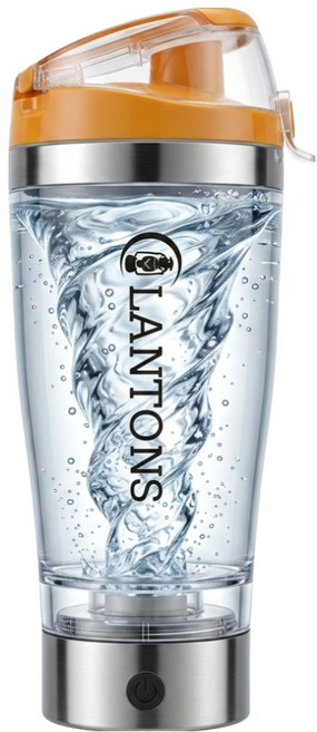 LANTONS 충전식 전동 쉐이커 토네이도 자동 쉐이크 텀블러 블랜더 보틀, 브라운, 1개, 450ml