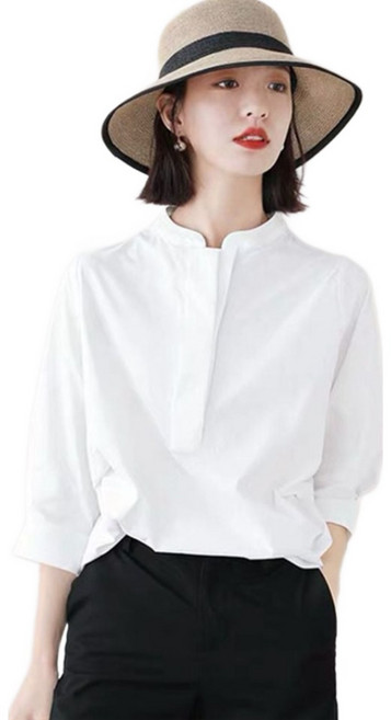 여성 칠부 소매 화이트 패션 블라우스 did+75583vT