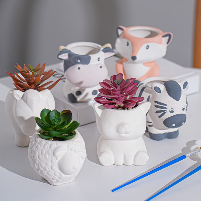 도자기 다육이 동물 화분 색칠놀이 푸어링 물감세트, 젖소, 1개