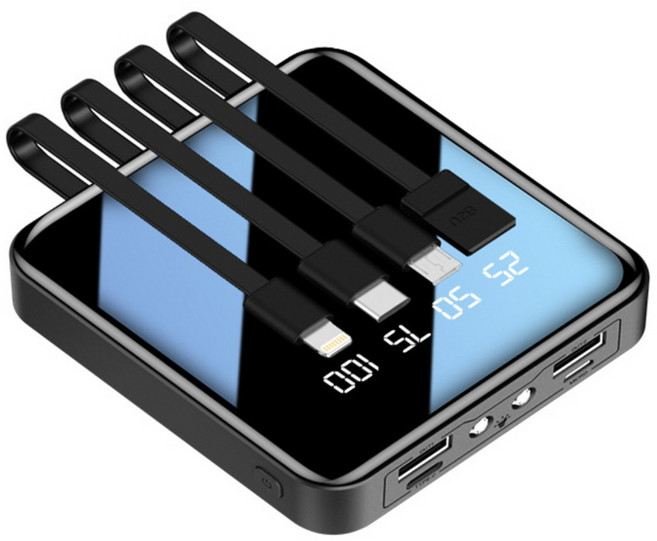 [5시건 당일배송] 2026 FOOI 초경량 블랙스퀘어 미니 보조배터리 초고속충전 20000mAh 기내용 쌍라이트기능, 블랙, REGN Core Slim 205