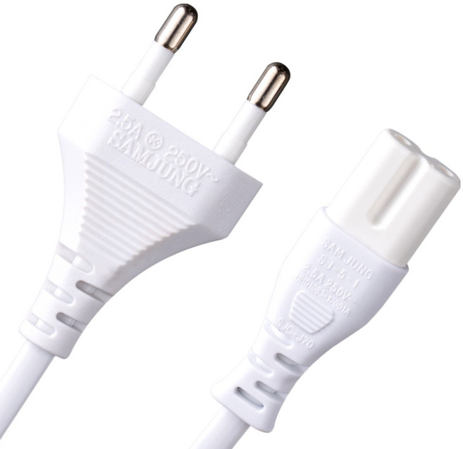 삼정 국산 AC 8자 백색 코드 화이트 전원케이블, 1m, 1개