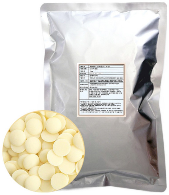 [썬데이베이커리] 초콜릿 DIY 버릴스 컴파운드 코팅 초콜릿 1kg 화이트 (아이스박스 포장), 1개
