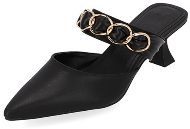 엘칸토 인텐스 여성 골드 체인 스틸레토 뮬 5.5cm LCWO12I313