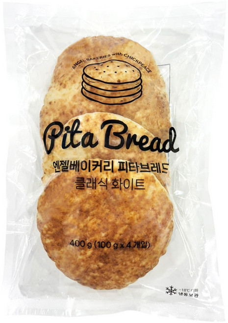 [엔젤베이커리] 피타브레드 (총 400g) 이스라엘 샌드위치 포켓 영양 간식 빵, 400g, 1개
