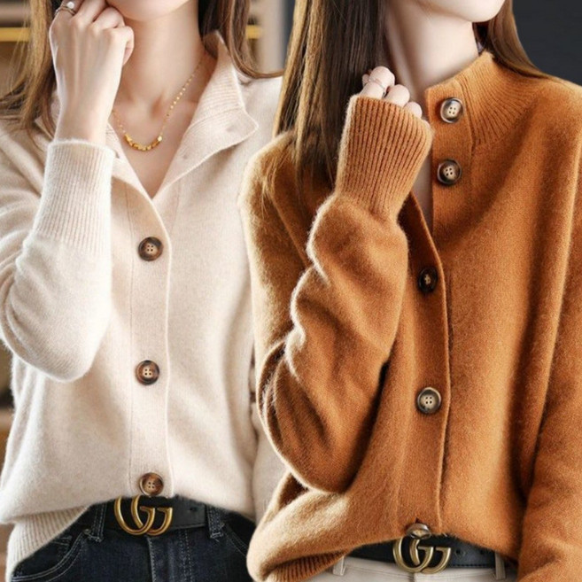 uniquezon 1+1 여성 캐주얼 긴팔 니트티 가을겨울 하이넥 이너 스웨터 빅사이즈