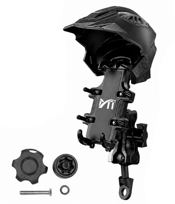 MorTer 八爪減震防盜機車手機架, 防盜後照鏡版+拓展+遮陽帽 (全配), 黑色, 防盜後照鏡版+拓展+遮陽帽 (全配)
