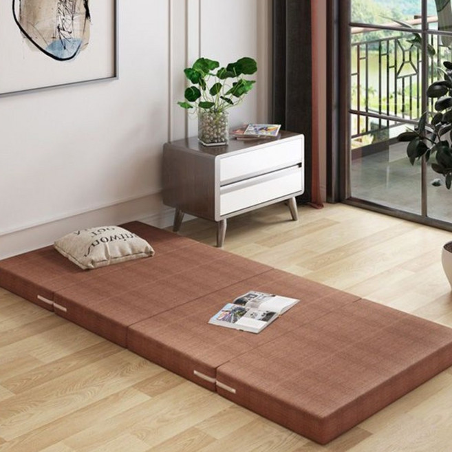 Tixpra 접이식 매트리스 휴대용 캠핑 여행용 고탄력 소파 편안한 수면 매트리스 90X200, 8cm, 커피색