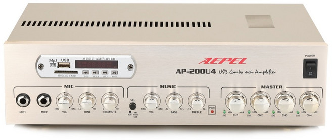 AEPEL 4채널 usb 블루투스 멀티앰프, AP-200U4, 골드