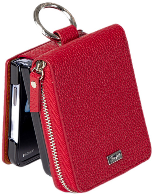 본아띠 돌체 천연소가죽 밀라노 토고 지갑형 지퍼 힌지보호 갤럭시 Z플립 핸드폰케이스