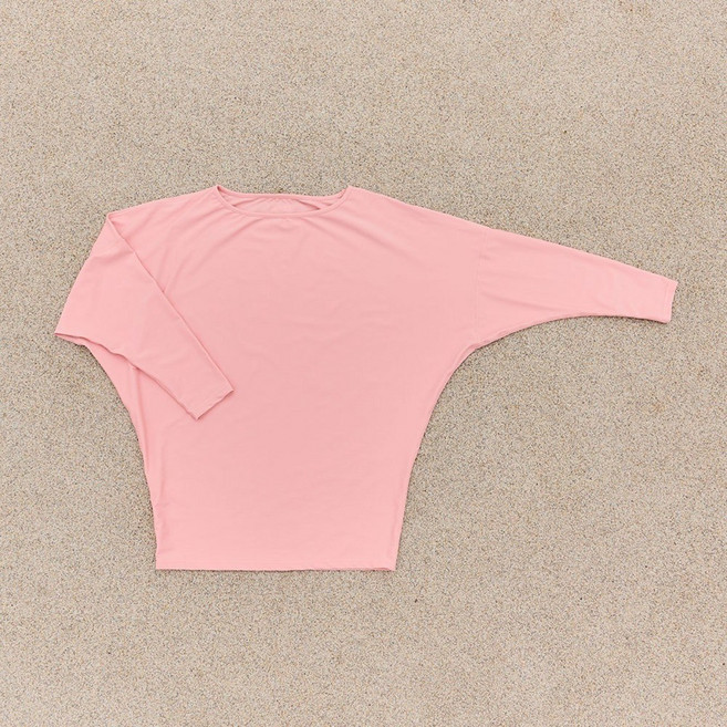 이지고 여성 가오리핏 오버핏 래쉬가드 상의 루즈핏 빅사이즈, 피치