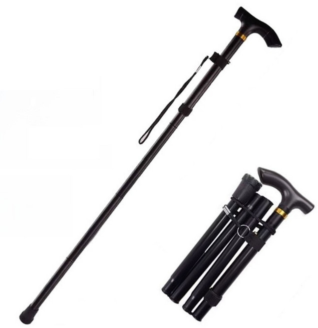 등산 스틱 여성 남성 초경량 등산스틱 휴대용 접이식 등산지팡이, 1개, 폴딩 블랙
